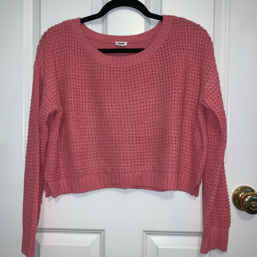 Garage Pink/Coral Cropped Sweater